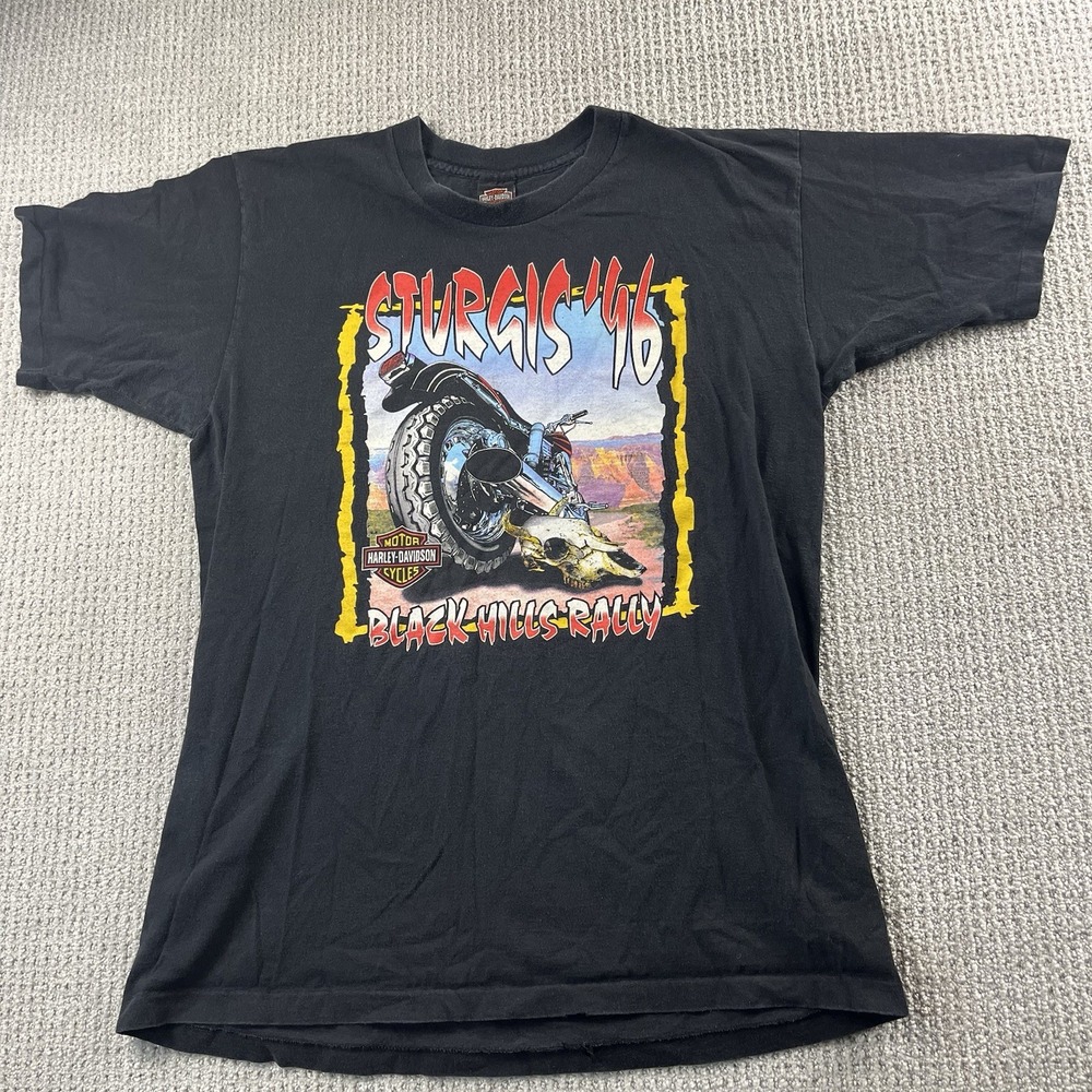 VTG '96 Harley Davidson Sturgis T Shirt Black Hills Rally 90s Biker Dakota XL